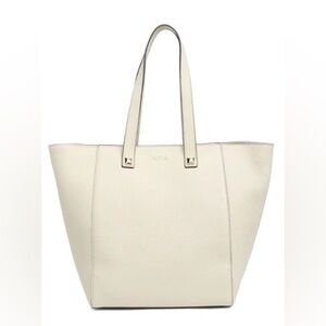 FURLA Afrodite Double Handle Leather Tote Bag In Perla E